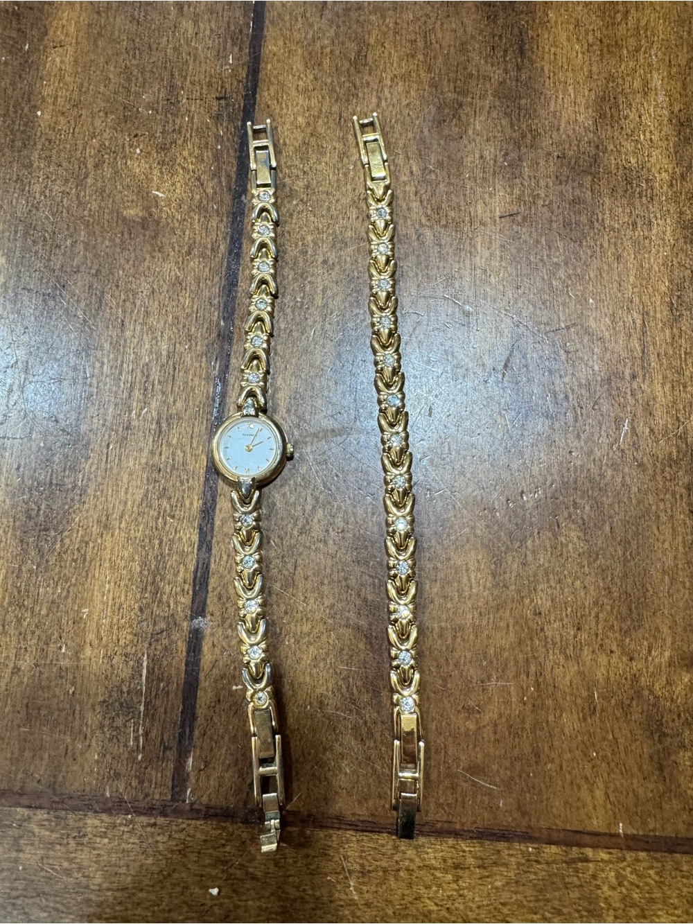 Gold-Tone Women's Bracelet Watch with Matching Link Bracelet
